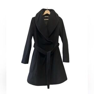 Diane Von Furstenberg Wool Blend Wrap Coat Black Small